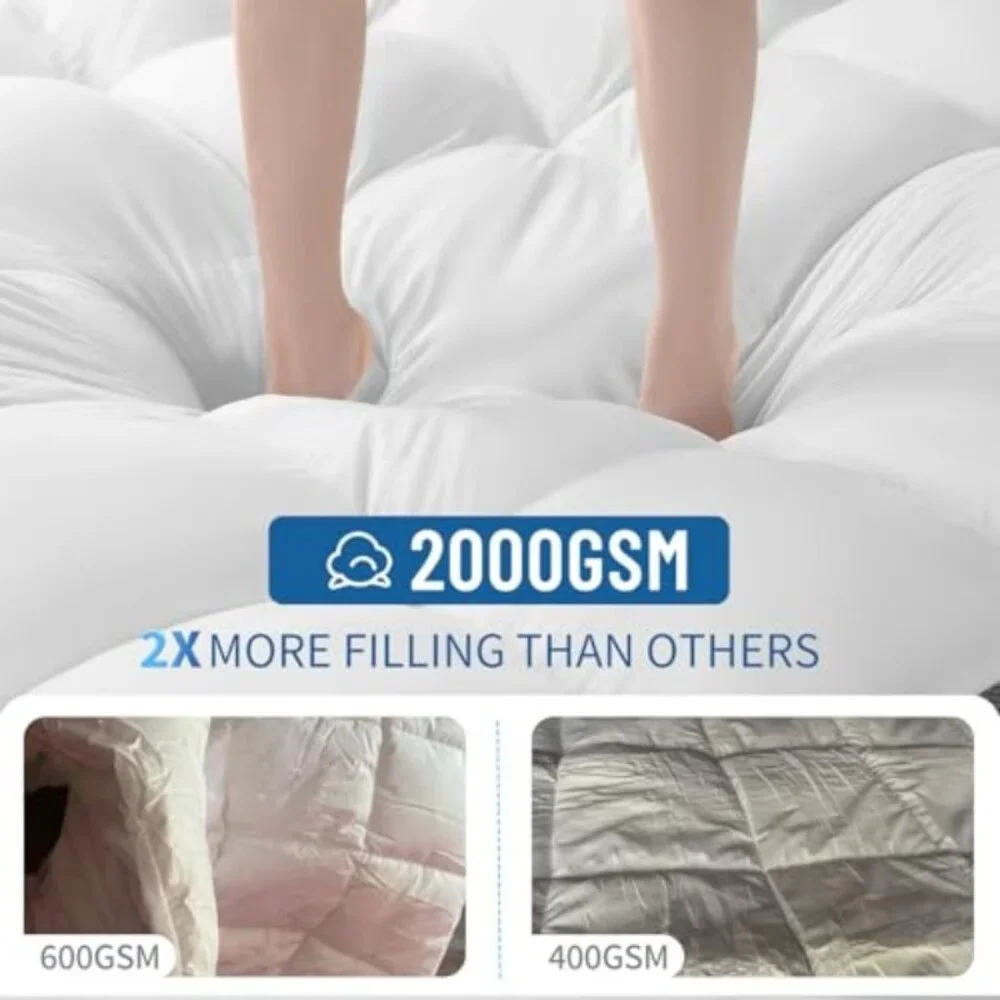 4 Inch Twin XL Memory Foam Mattress Topper - Cooling Extra Thick 2000 GSM Pillow